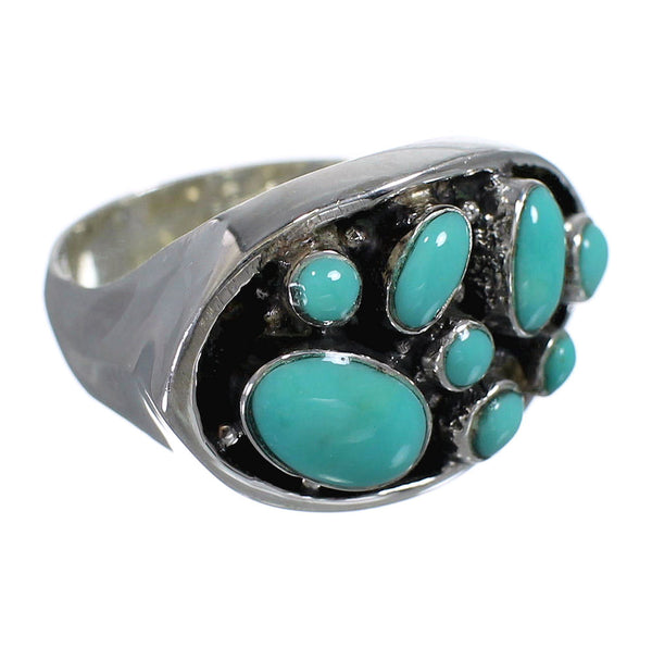 Turquoise And Authentic Sterling Silver Southwestern Ring Size 7-1/2 YX84506